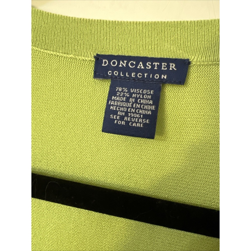 Doncaster Collection Sz Large Green Knit Cardigan Sweater $325 Asymmetrical - Picture 2 of 6